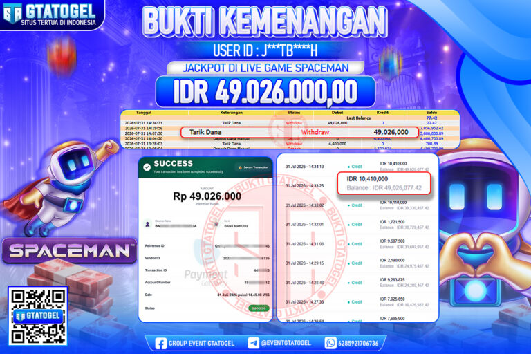 BUKTI WITHDRAW GTATOGEL KEMENANGAN JACKPOT DI LIVE GAME SPACEMAN